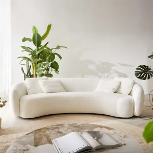 3-místná pohovka Larna 260×120 cm bouclé krémovo-bílá Nejlepší Volba